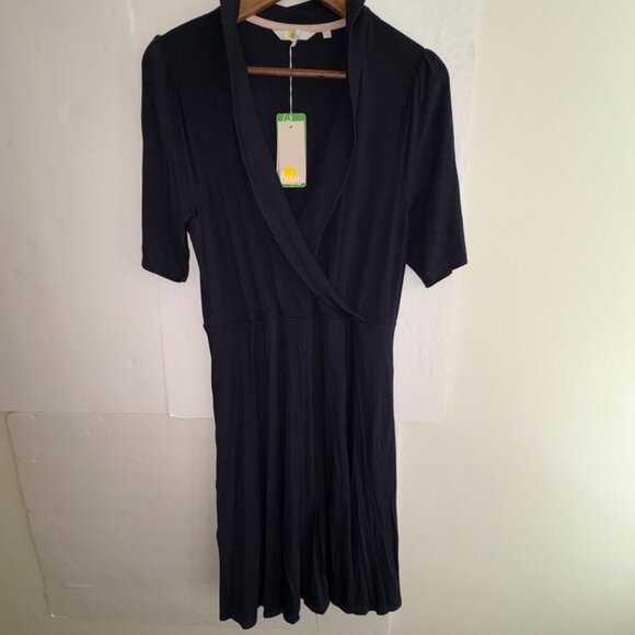 NEW NWT Boden Fixed Wrap Jersey Dress Collar Navy Knit size 10Long - Picture 3 of 9